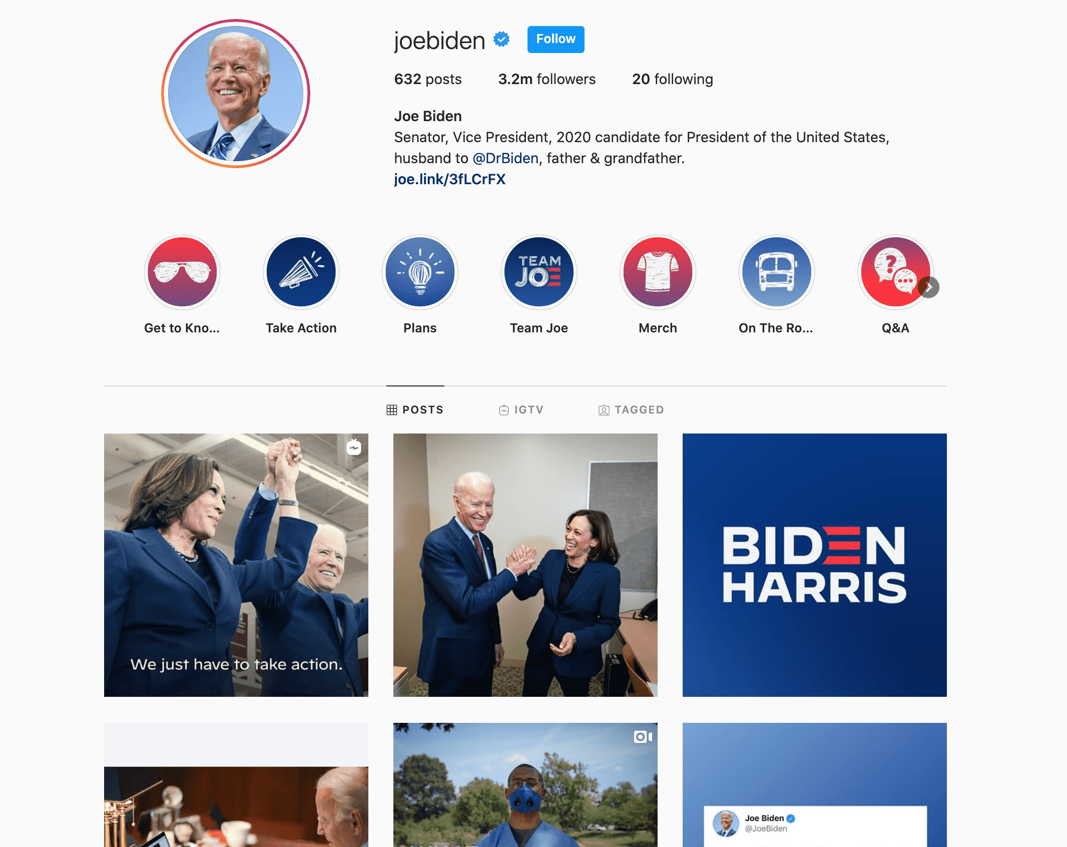 joe biden instagram