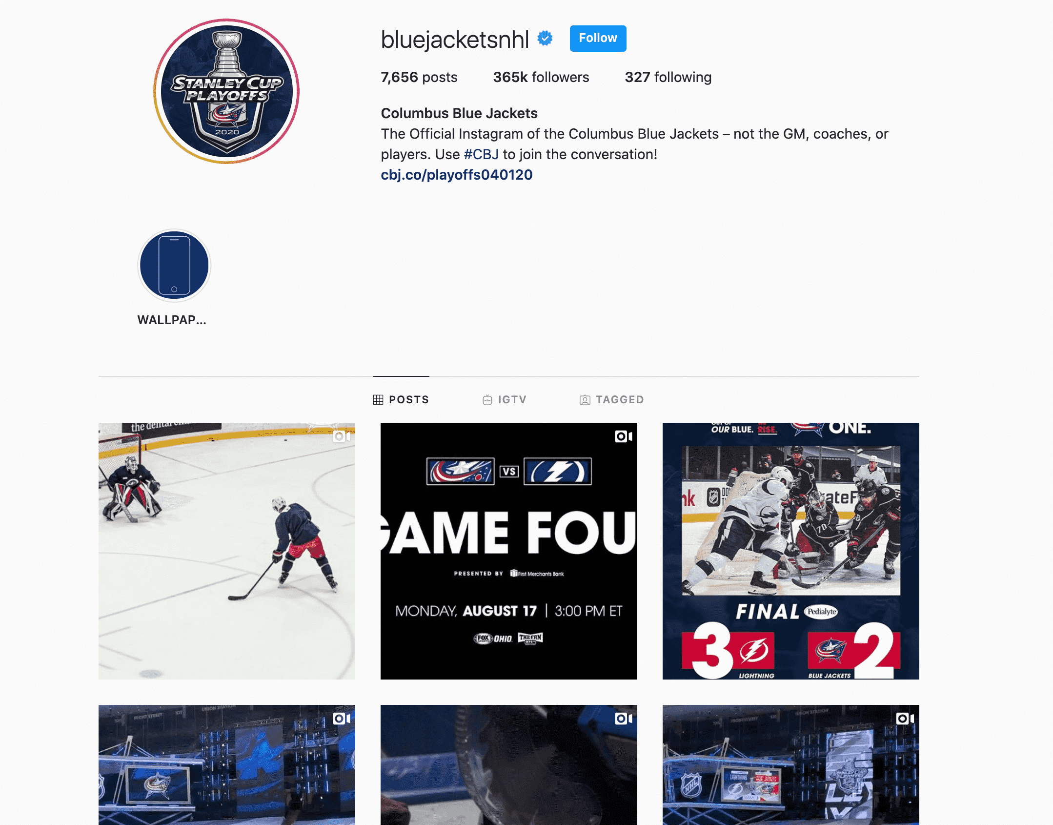 columbus blue jackets instagram