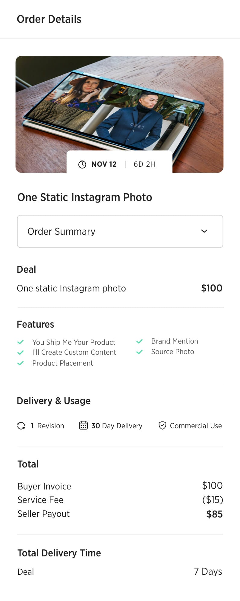 Shake Order Details