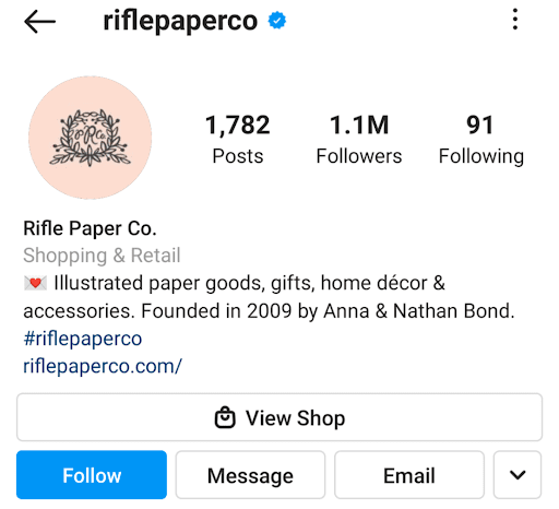 Rifle Paper Co Instagram Bio