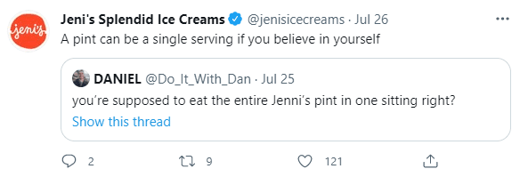 Jeni's twitter post example