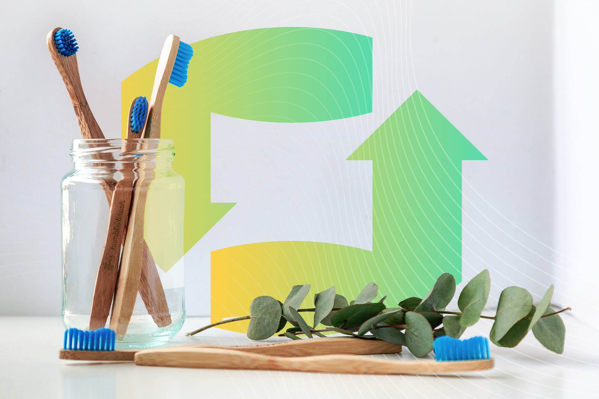 bamboo toothbrushes in clear jar