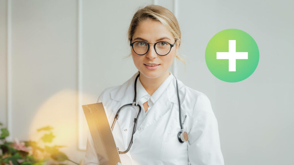 Female Nurse with a clipboard.