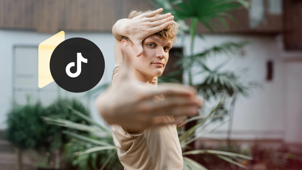 An influencer poses; TikTok logo