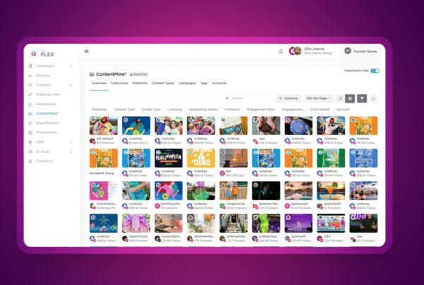 IZEA Flex ContentMine Organization view