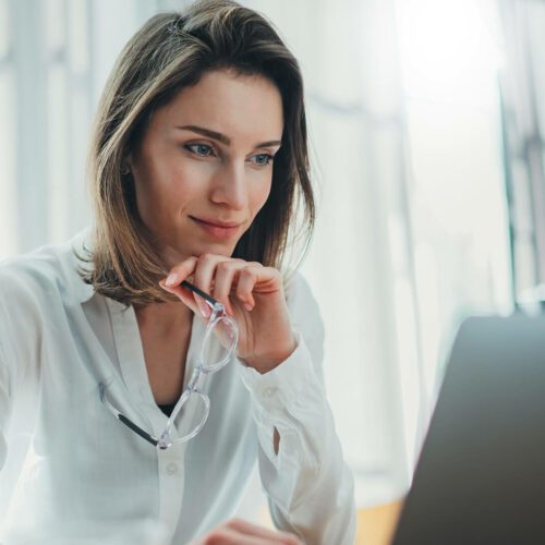 A women works at her computer