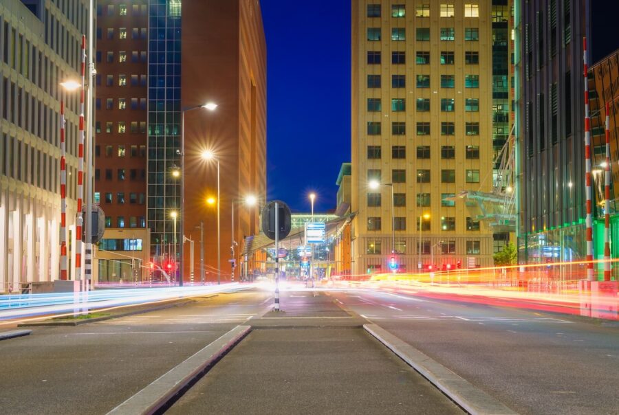 City street at night