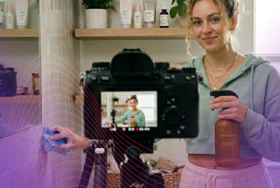 Woman reviewing a product for her social feed