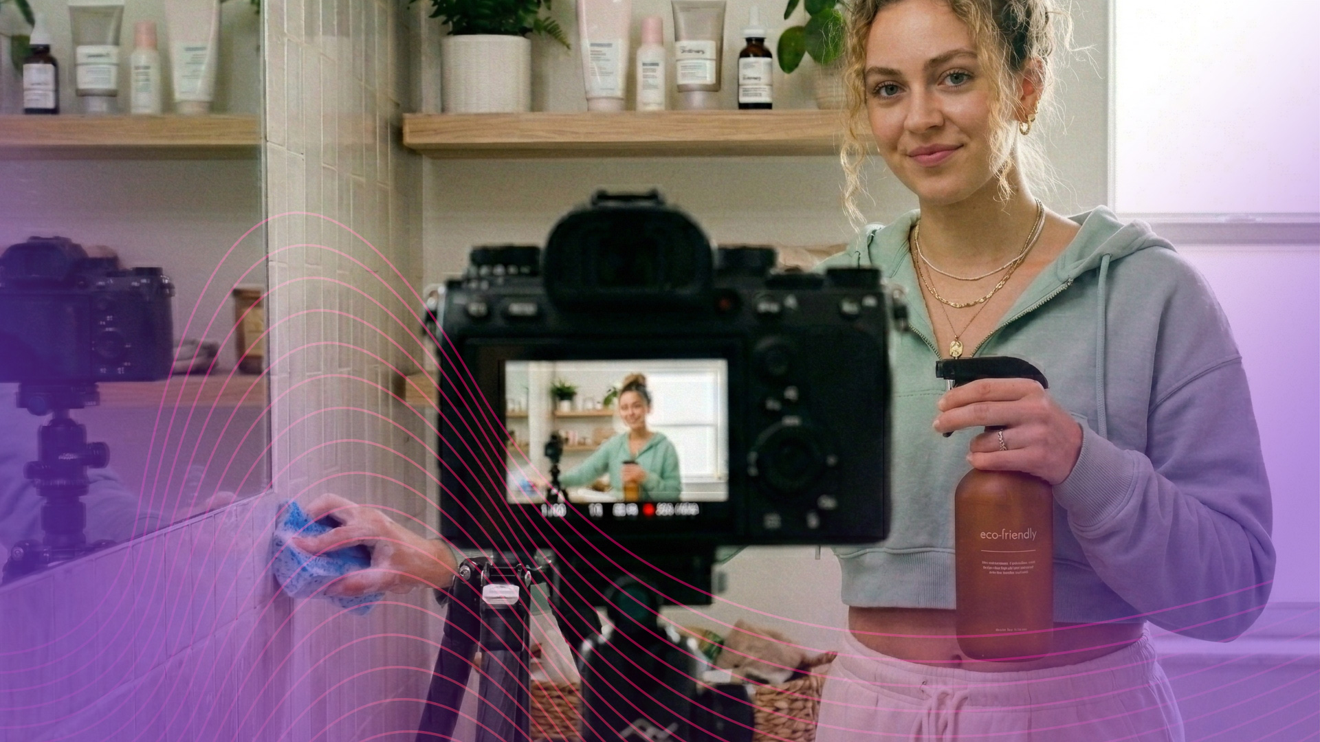 Woman reviewing a product for her social feed